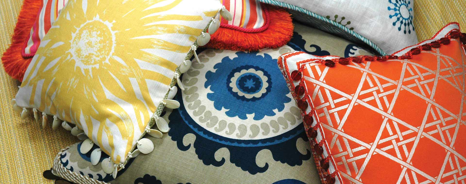 Bright, saturated upholstery fabrics in bold colorways