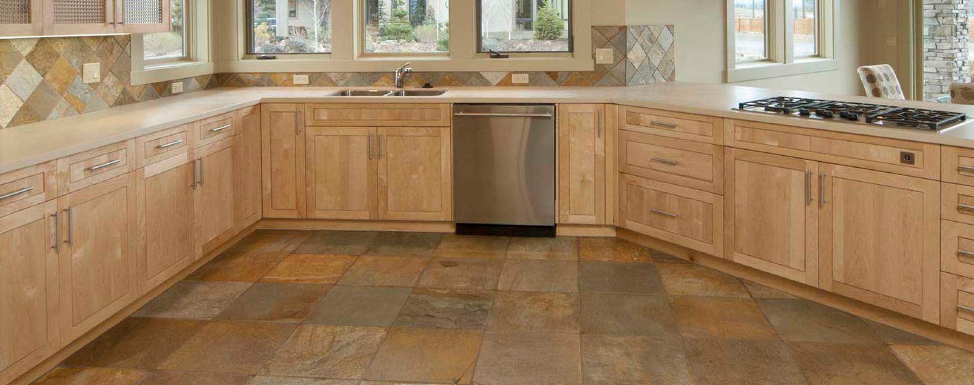 Tile flooring samples in a range of finishes